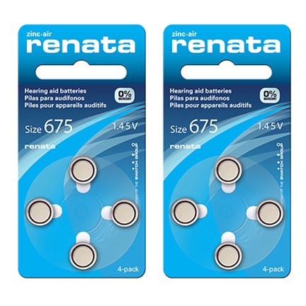 Renata ZA675 Hearing Aid Batteries - BLUE - Pack of 8 Batteries
