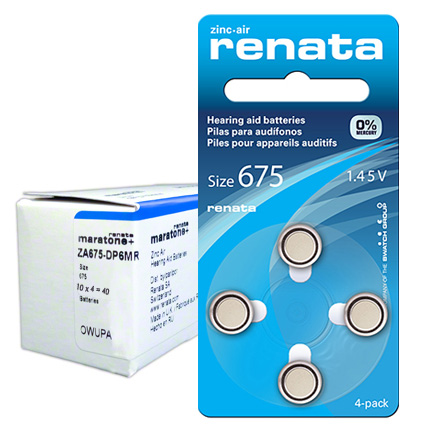 Renata ZA675 Hearing Aid Batteries - BLUE - Box of 60 Batteries