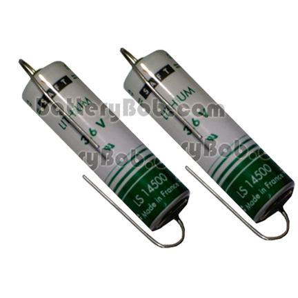 AA Lithium Saft or Tadiran LS14500 with Axels Lead - 3.6V 2100 mAh - 2 Pack of Batteries - LS14500