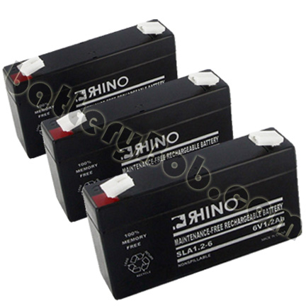 A Rhino or Toyo  SLA1.2-6 Alarm, Medical or UPS Replacment Battery - 3 PACK - 6V 1.2 Ah - SLA1.2-6