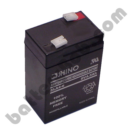 Rhino or Toyo SLA4-6  Alarm, Medical or UPS Replacement Battery 6 volt 4.5 Ah