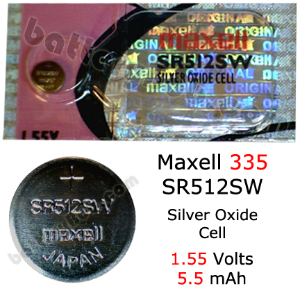 MAXELL 335 SR512SW - 1 Battery Official OEM
