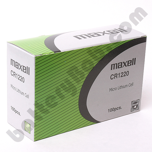 Maxell CR1220 Box of 100. 20 Strips of 5 Batteries