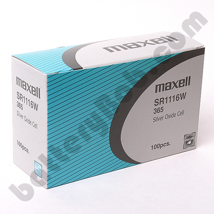 MAXELL 365 SR1116W - Box of 100 (20 Strips of 5 Batteries)