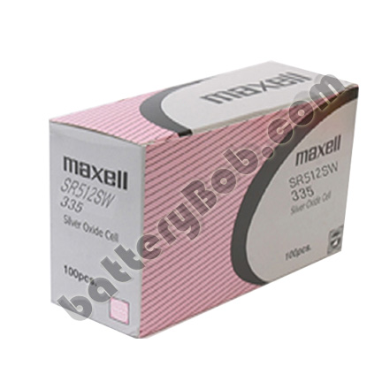 MAXELL 335 SR512SW - Box of 100. 20 Strips of 5 Batteries.