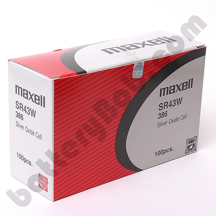 MAXELL 386 SR43W - Box of 100 - 20 strips of 5 - AG12