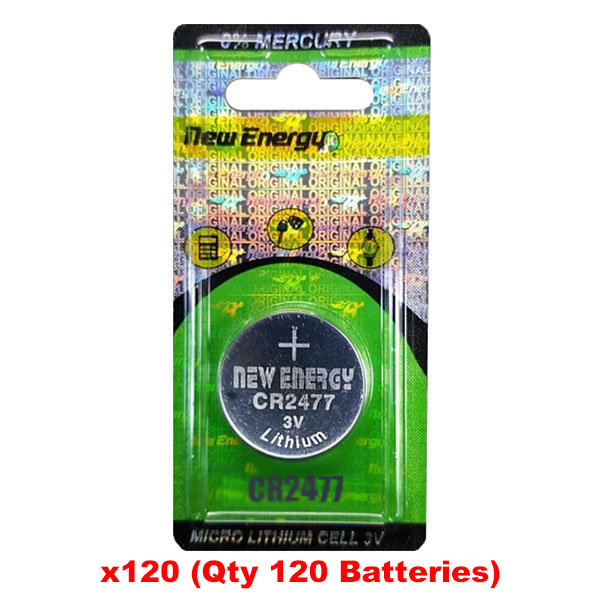 CR2477 New Energy 100 Batteries. 20 Strips of 5 Batteries