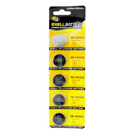 EB-CR2016 Exell Battery - 1 Blister Pack of 5