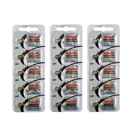 Maxell 377/376 SR626SW/SR626W 3 Packs of 5 Batteries 377/376