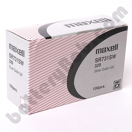 MAXELL 329 SR731SW - Box of 100. 20 Strips of 5 Batteries.