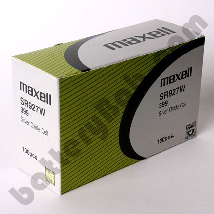 MAXELL 399 SR927W - Box of 100. 20 Strips of 5 Batteries.