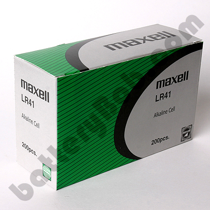 Maxell LR41 Box of  200. 20 strips of  10 batteries. AG3