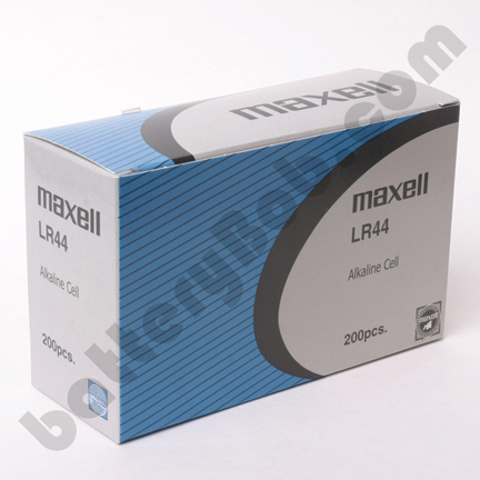 LR44 Maxell (Replaces A76 or PX76A) -  Box of 200 Batteries