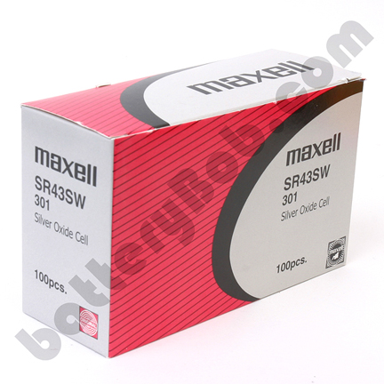 MAXELL 301 SR43SW - Box of 100 - 20 Strips of 5 Batteries