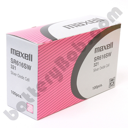 MAXELL 321 SR616SW - Box of 100.  20 Strips of 5 Batteries. .