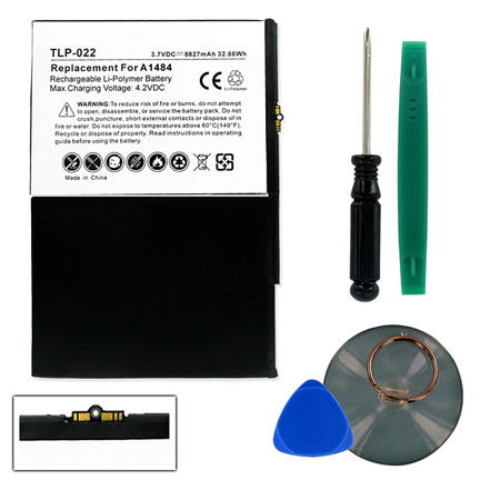 A Tablet Replacement Battery w/Tools for APPLE IPAD AIR A1484 - 3.7 8827mAh Li-Poly - TLP-022
