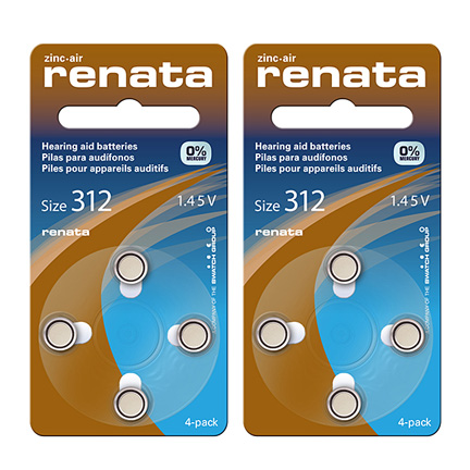 Renata ZA312 Hearing Aid Batteries - BROWN - Pack of 6 Batteries