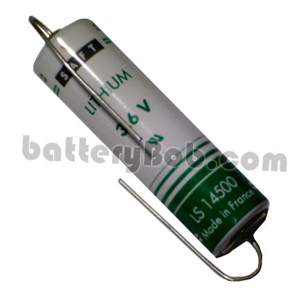 AA Lithium Saft or Tadiran LS14500 with Axels Lead -  3.6V 2100 mAh  - 1 Single Battery  - LS14500
