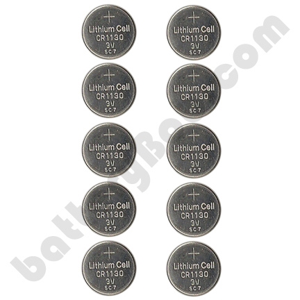 CR1130 Lithium 3 Volt Cell. 10 Batteries Individually Packed