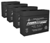 Powersonic PS-1251FP or CSB HC1221W for APC Office500 -  4 PACK - 12 V 5.4 Ah - SLA12-5.4