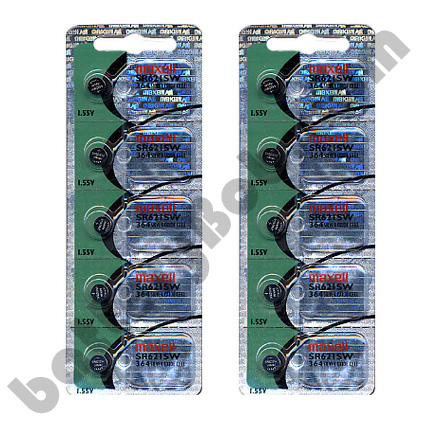 MAXELL 364 SR621SW, AG1 - 2  Packs of 5 Batteries + Free 364.