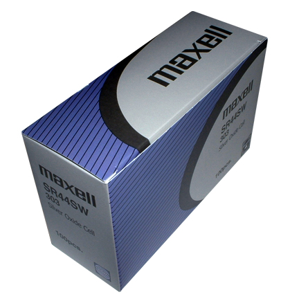 MAXELL 303 SR44SW - Box of 100. 20 strips of 5 Batteries