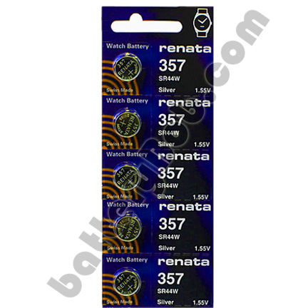 Renata 357 SR44W - 1 Pack of 5 Batteries.
