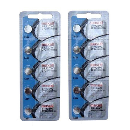 MAXELL 370 SR920W 2 Packs of 5 Batteries