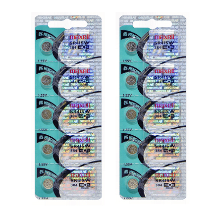 MAXELL 384 SR41SW - 2  Packs of 5 Batteries - AG3 Type