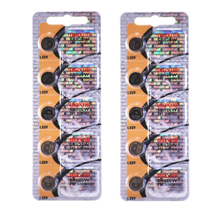 MAXELL 391 SR1120W - 2 Packs of 5 Batteries