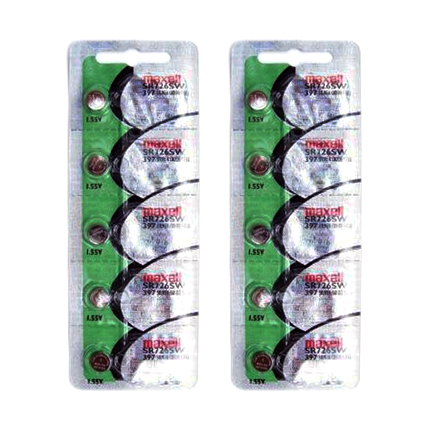 MAXELL 397 SR726SW - 2 Packs of 5 Batteries