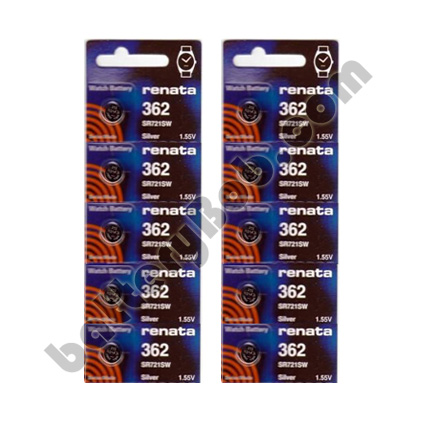 Renata 362 SR721SW - 2 Packs of 5 Batteries - GA1 AG11 LR - Mercury Free