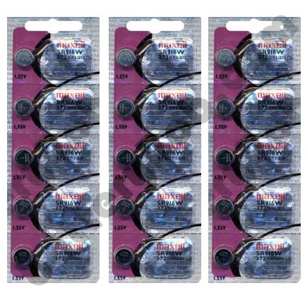 MAXELL 372 SR916W - 3 Packs of 5 Batteries