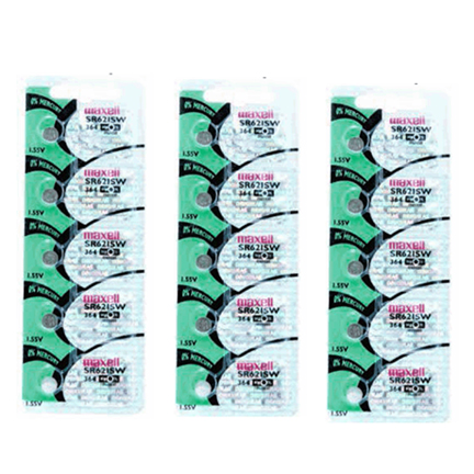 MAXELL 363 SR621W - 3 Packs of 5 Batteries + Two Free Batteries