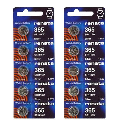 Renata 365 SR1116W - 2 Packs of 5 Batteries