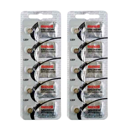 MAXELL 377 SR626SW - 2 Packs of 5 Batteries