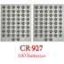 LITH-35  - CR927 100 Pack  Lithium Coin Cell Battery 3 Volt 30 mAh . 100 CR927 in a Tray.