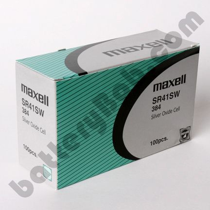 MAXELL 384 SR41SW - Box of 100 - 20 Strips of 5 Batteries - AG3 Type