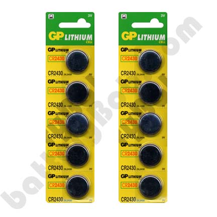 GP CR2430 - 2 Packs of 5 Batteries. 3 volt 290 mAh